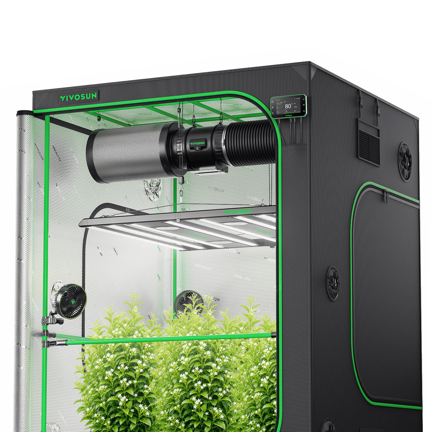 Smart Grow Tent Kit PRO 5x5 Indoor Grow System with 2-in-1 Tunable Spectrum LED Light, Smart GrowHub Automation, Efficient Ventilation & 360° Airflow, 2000D Mylar Tent 60"x60"x80"