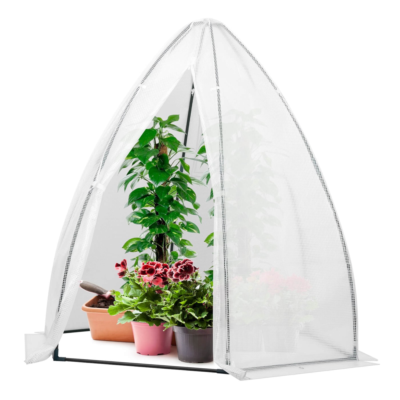VIVOSUN Portable Mini Greenhouse 72x63x63-Inch Tent-Style Greenhouse, PE Cover with Roll-up Zipper Door and Window, for Indoor Outdoor or Garden Plant Growing, White
