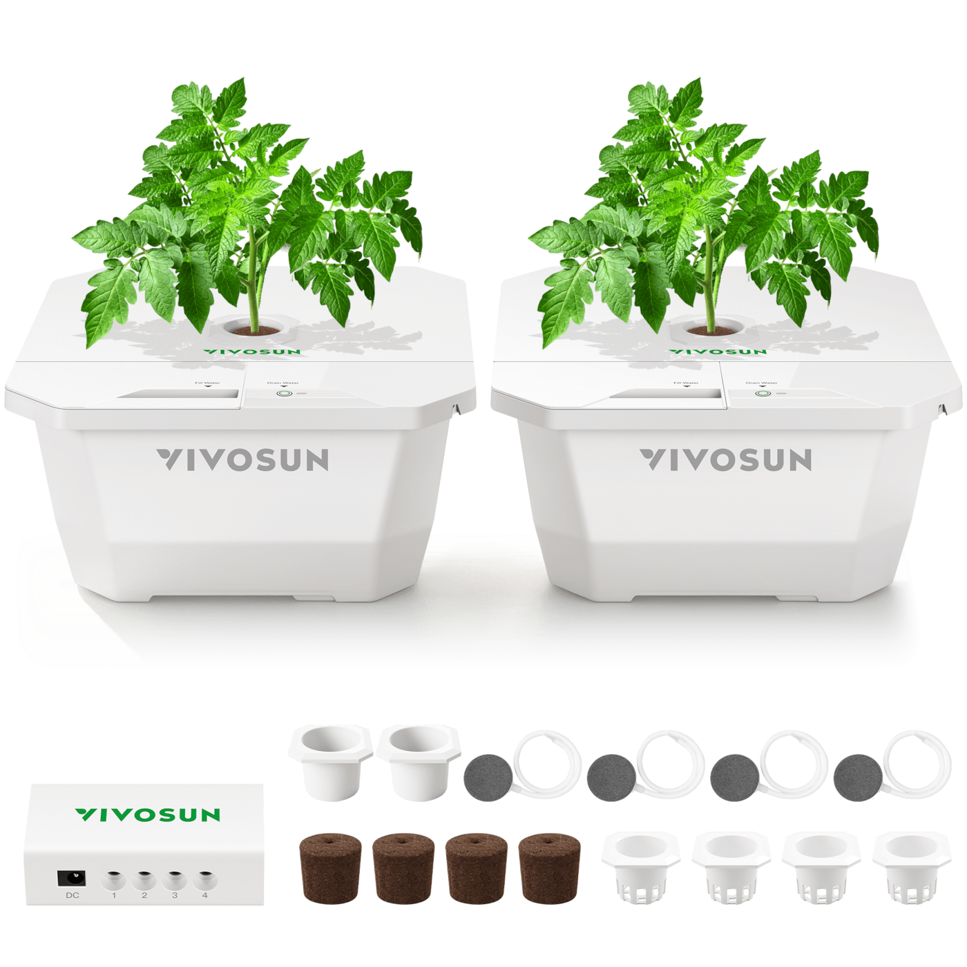 FlexFeed 4-Gallon DWC Hydroponic System Kit, Deep Water Culture Grow Kit with Smart Controller, App Water Temperature Monitoring & Air Pump, for Grow Tents, 2-Bucket