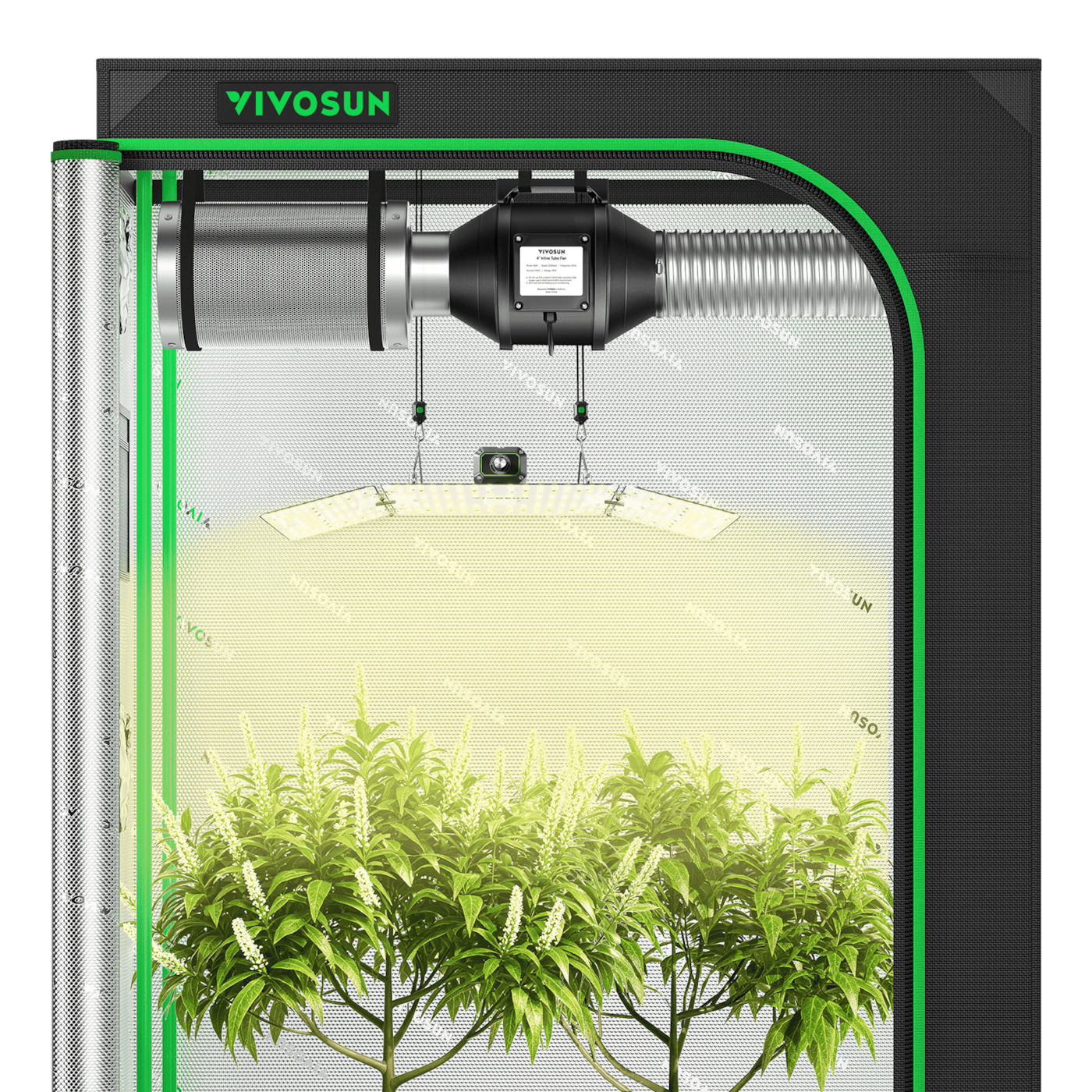 Complete Grow Tent Kit 4x2 Indoor Grow System with GrowHub WiFi Controller, Efficient Ventilation & Full-Spectrum LED Grow Light, 1680D Mylar Lightproof Tent 48"x24"x72"