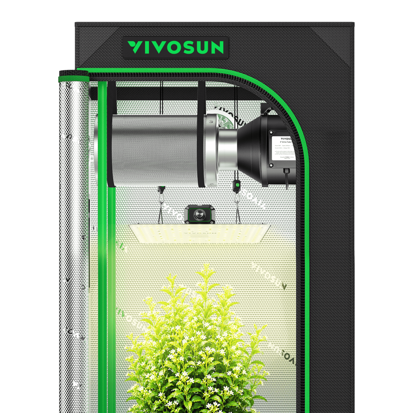 Complete Grow Tent Kit 2x2 Indoor Grow System with GrowHub WiFi Controller, Efficient Ventilation & Full-Spectrum LED Grow Light, 1680D Mylar Lightproof Tent 24"x24"x48"