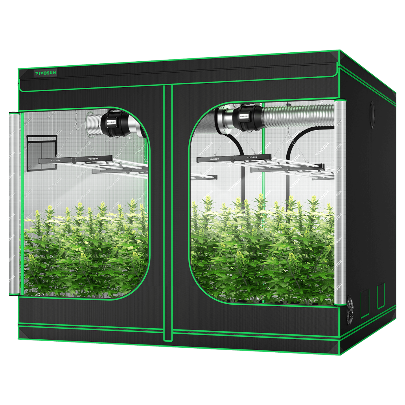 Standard Grow Tent Kit GIY-88 8x8, 16-Plant Complete System, with 4x 430W VSFL4300 LED Grow Light, and 2x 8-inch Ventilation Combo
