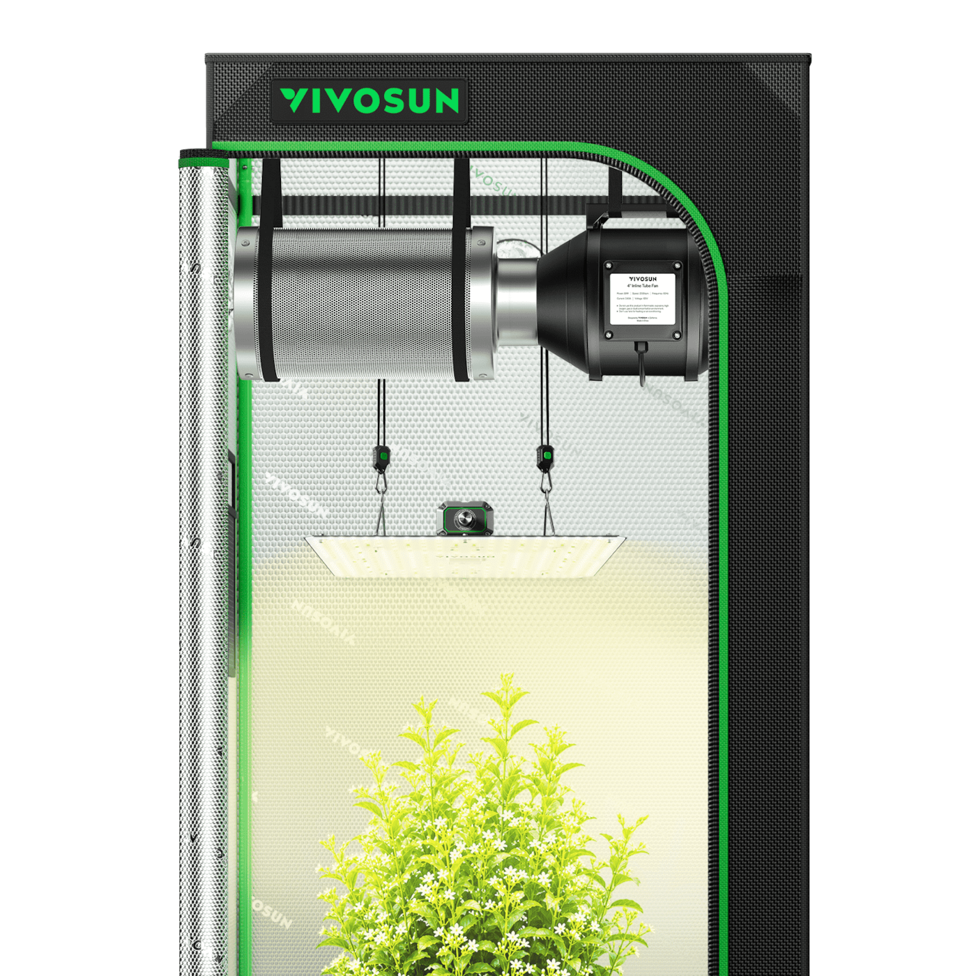 Complete Grow Tent Kit 2.3x2.3 Indoor Grow System with GrowHub WiFi Controller, Efficient Ventilation & Full-Spectrum LED Grow Light, 1680D Mylar Lightproof Tent 28"x28"x63"