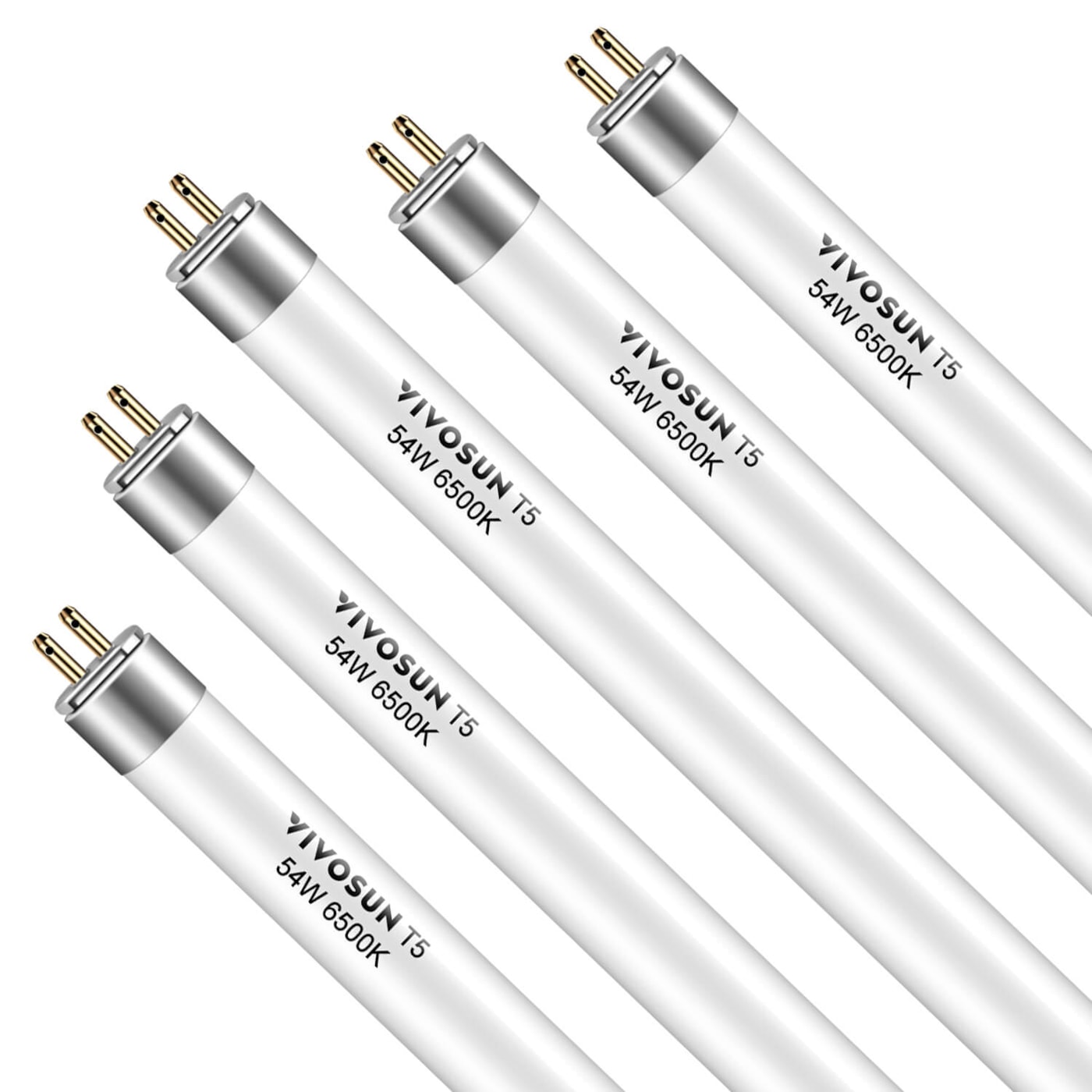 VIVOSUN 4FT 6500K T5 HO Fluorescent Grow Light Bulbs 5-PACK