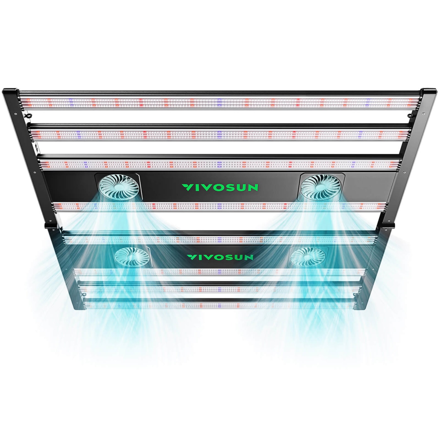 VIVOSUN AeroLight 850W LED Pflanzenlampe, Indoor-Anbau Lichtleiste mit integriertem Umluftventilator, Vollspektrum Pflanzenlampe für Growzelt, App-Steuerung, GrowHub-kompatibel, dimmbar, 150 x 150 cm Abdeckfläche