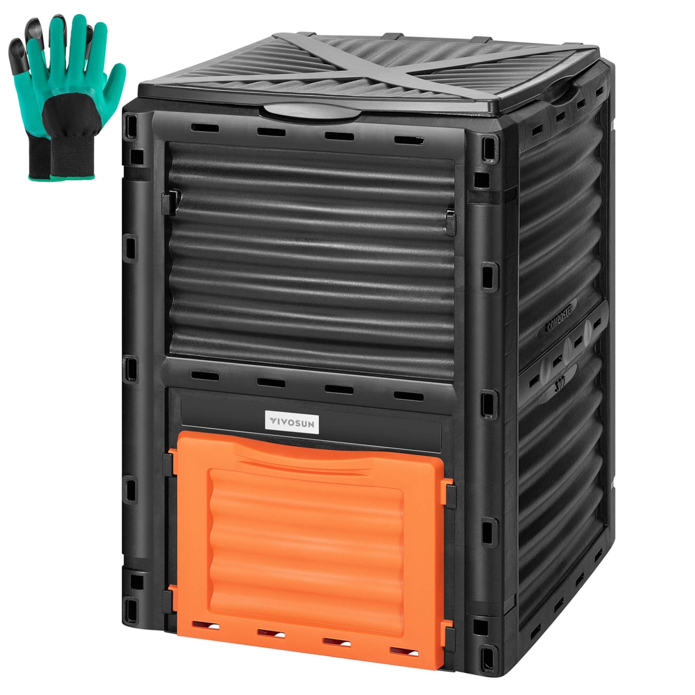 Compost Bin 80Gallon (300L), Outdoor Composter W/ Large Capacity & Easy Assembling, Compost Barrel for Fast Creation of Fertile Soil