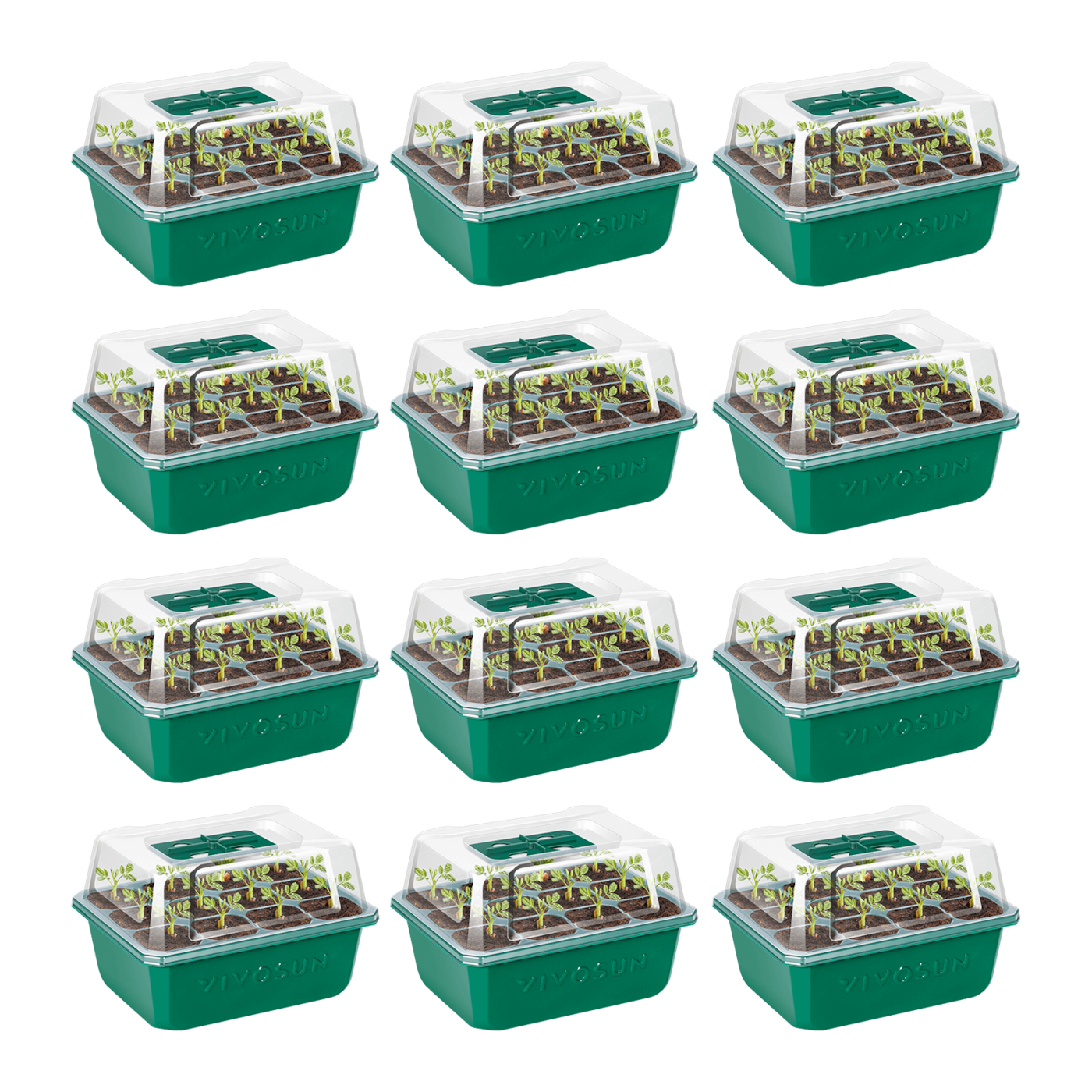12-Pack Seed Starter Trays, 144-Cell Seed Starter Kit with Humidity Dome