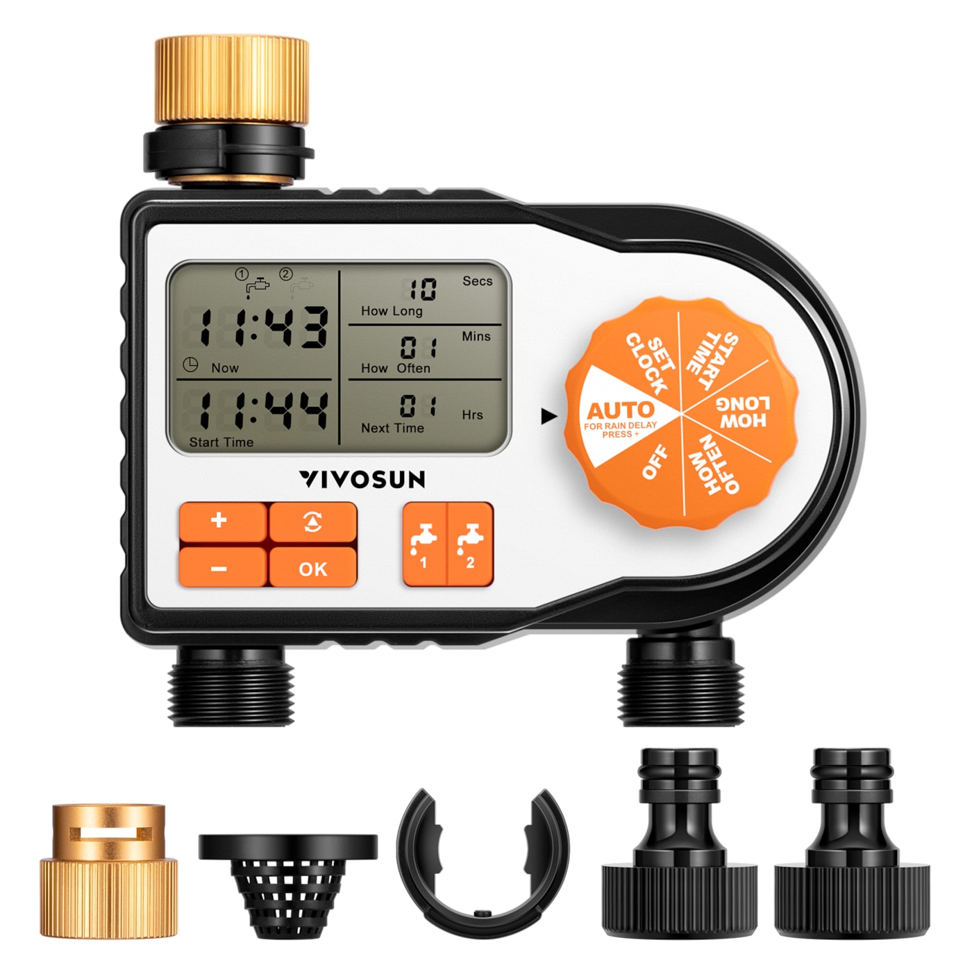 VIVOSUN Sprinkler Timer, Digital Programmable Watering Timer w/ 2 Independent Outlets