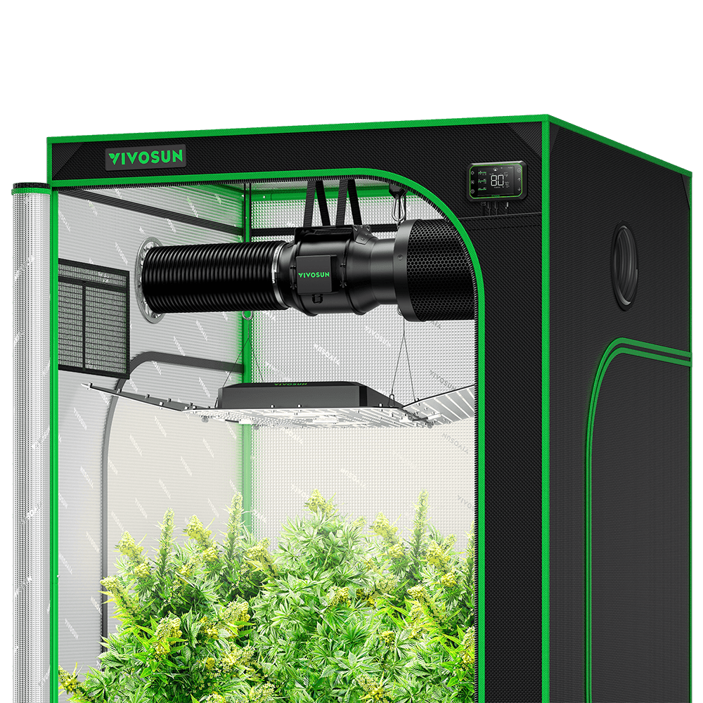 Smart Grow Tent Kit GIY-SGS-44 4x4, 4-Plant Complete System, with WiFi E42A Controller, 400W AeroLight Wing SE LED Grow Light, 6-inch AeroZesh G6 Ventilation Combo
