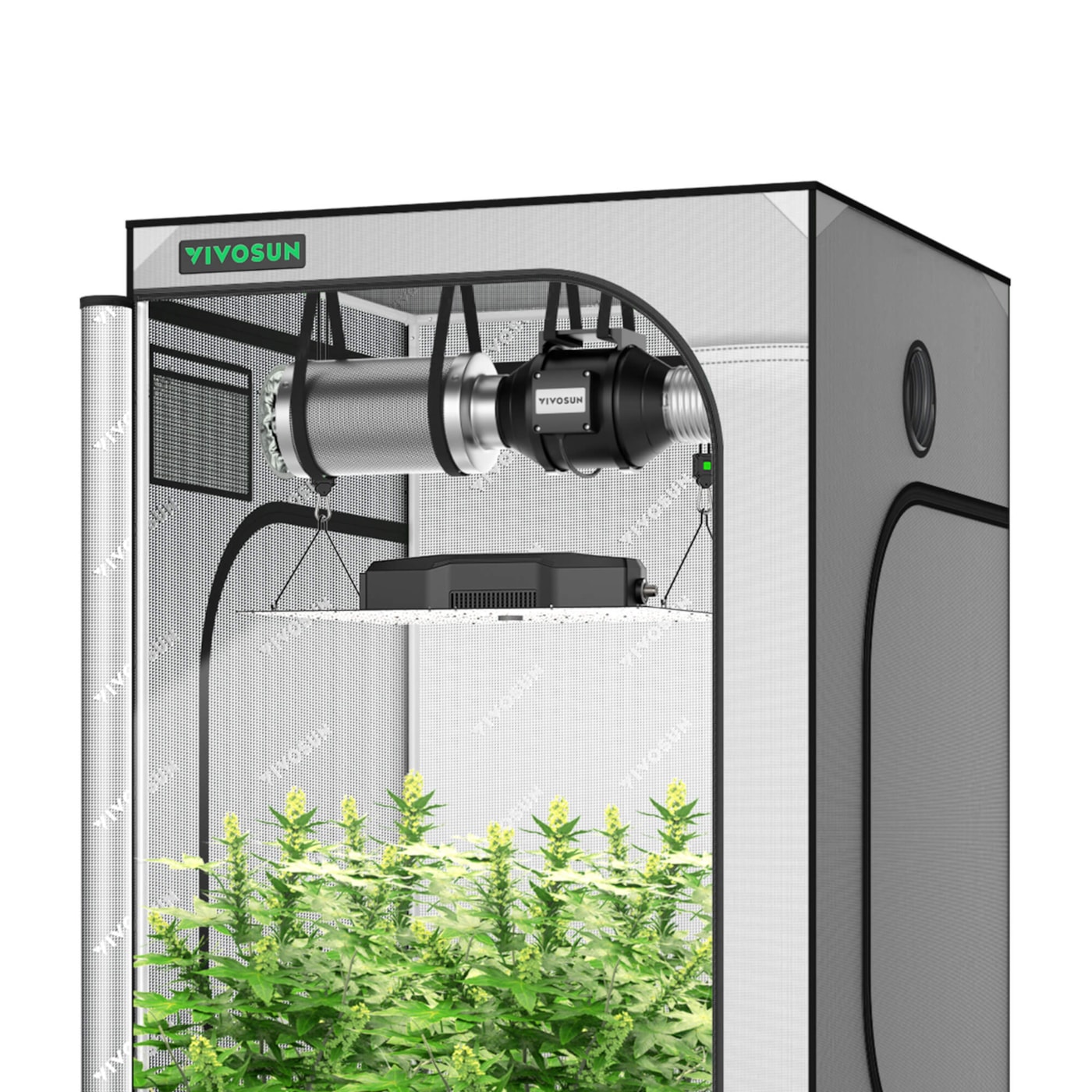 Standard Grow Tent Kit GIY-G55 5x5, 6-Plant Complete System, with 400W VS4000 LED Grow Light, and 6-inch Ventilation Combo