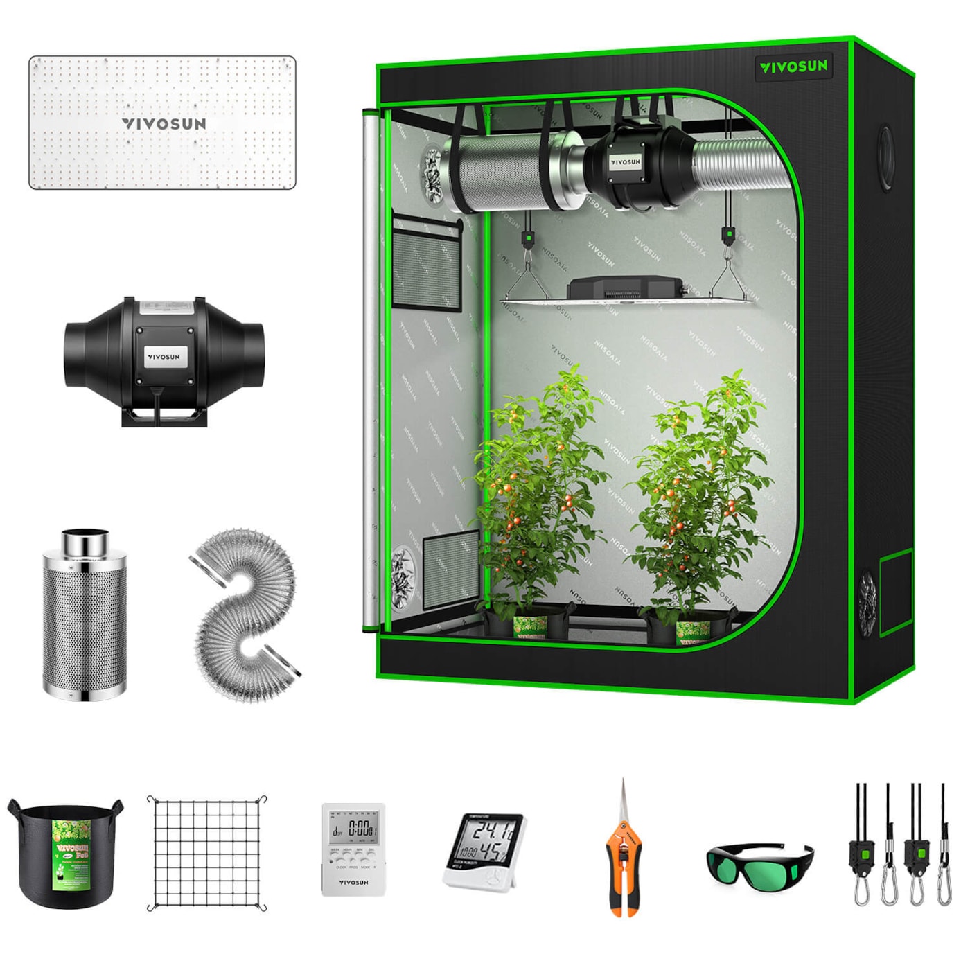 VIVOSUN GIY 4 x 2 ft. Complete Grow Kit with VS2000 LED Grow Light, 48" x 24" x 60"