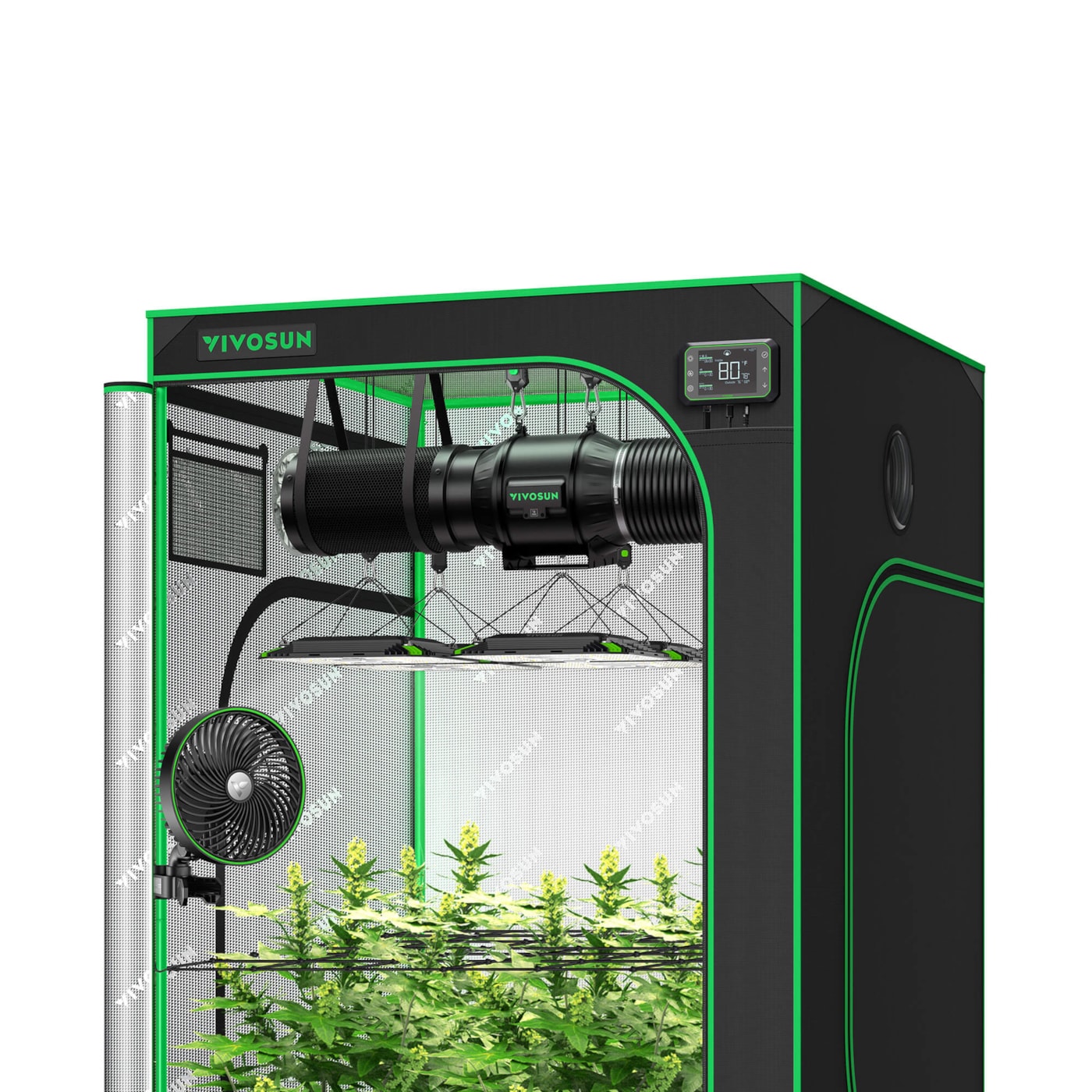 Smart Grow Tent System 4x4,4-Plant Kit,400W Led Grow Light with Integrated Circulation Fan, WIFI Automate Ventilation Controls