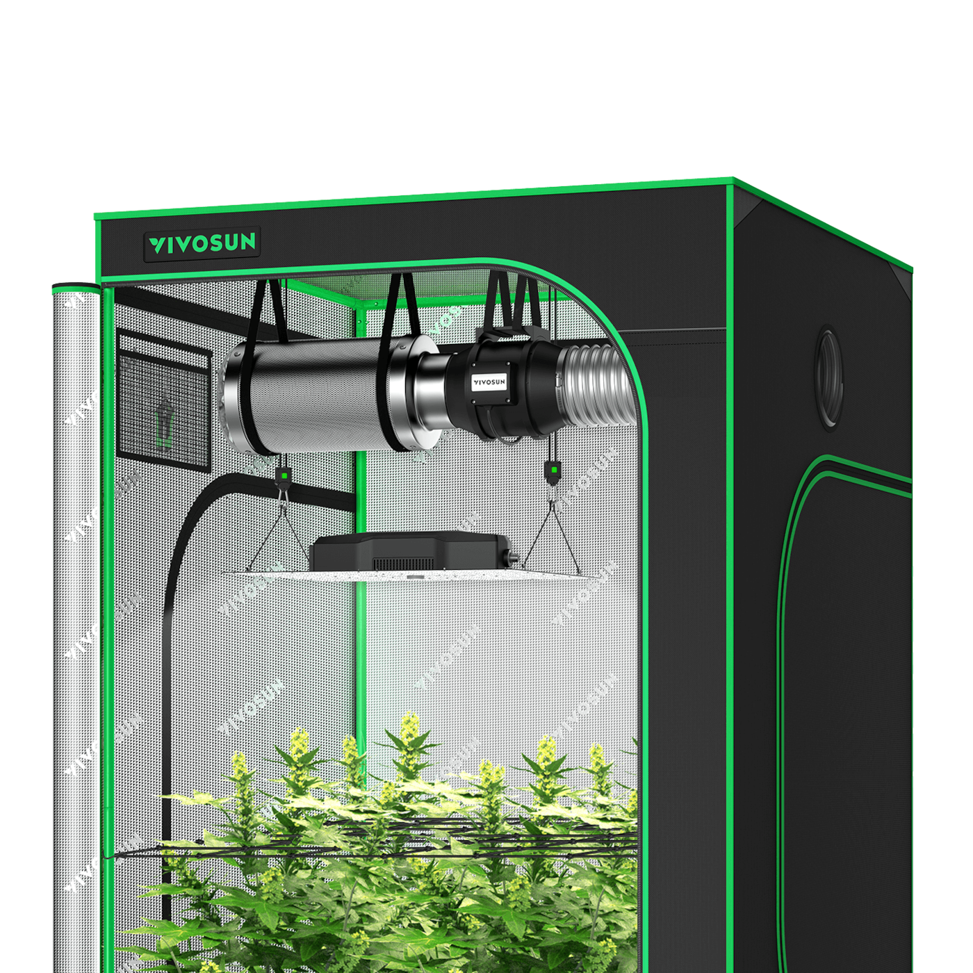 Standard Grow Tent Kit GIY-44 4x4, 4-Plant Complete System, with 400W VS4000 LED Grow Light, and 6-inch Ventilation Combo