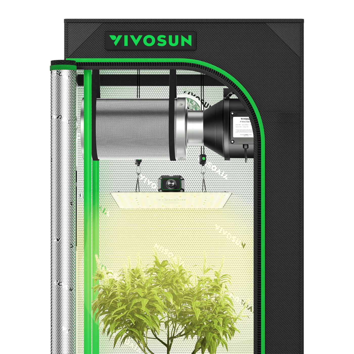 Complete Grow Tent Kit 2x2 Indoor Grow System with GrowHub WiFi Controller, Efficient Ventilation & Full-Spectrum LED Grow Light, 1680D Mylar Lightproof Tent 24"x24"x48"