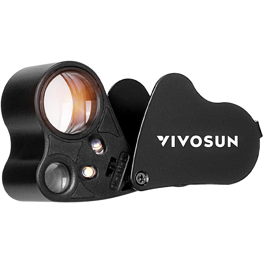 30X-60X Jewelers Loupe Magnifier with LED Light (1-Pack Black)
