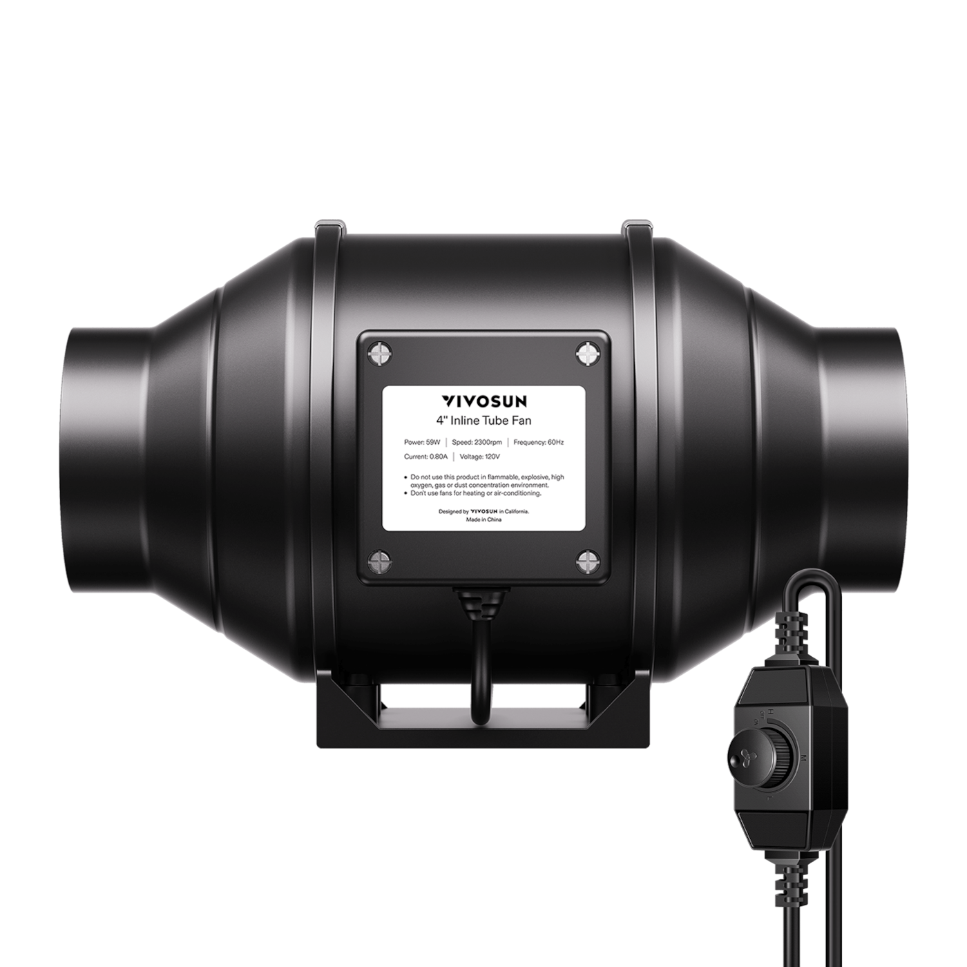 R4 Rohrventilator 10 cm, mit variablem Drehzahlregler für die Growbox-Belüftung
