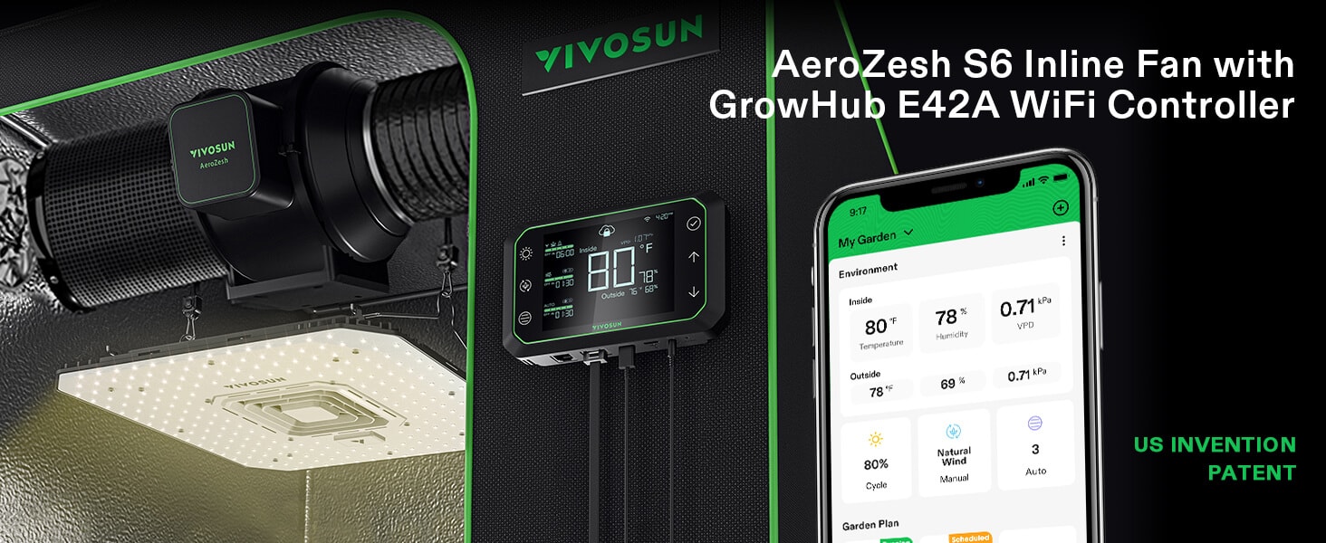 Ventilateur Extraction VIVOSUN AeroZesh T6 15cm - 693 M³/h Avec Contrôleur WiFi - Pour Tentes De Culture