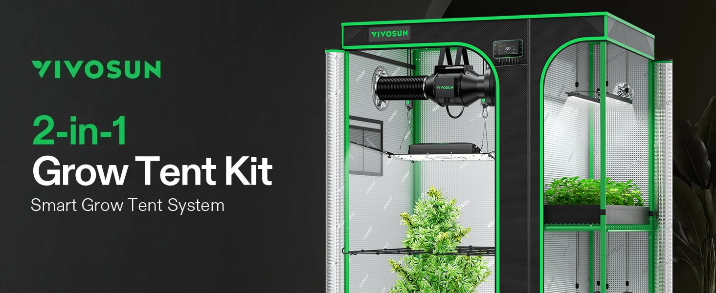 Smart 2-in-1 Grow Tent Kit 4x5, 4-Plant Complete System, with WiFi