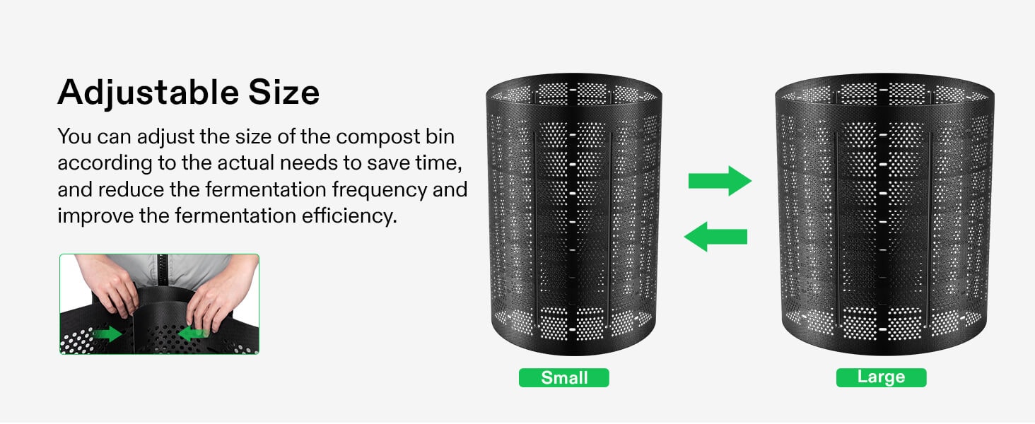 300 Gallon Outdoor Compost Bin, Expandable Composter, Easy to Setup & Large  Capacity for Backyard, Lawn (Black with Gloves)