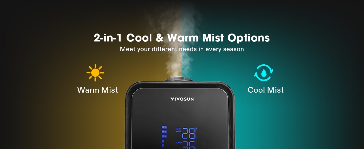 VIVOSUN Humidificador de niebla fría, humidificador ultrasónico  silencioso de 6 L para dormitorio (humedad personalizada, control remoto,  modo de sueño y apagado automático, boquilla de 360°), color : Hogar y  Cocina