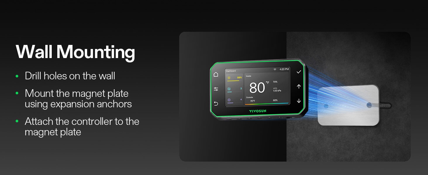 Vivosun GrowHub Controller E42A+ – Smart WiFi Environmental Control System wall mounting ( magnet)