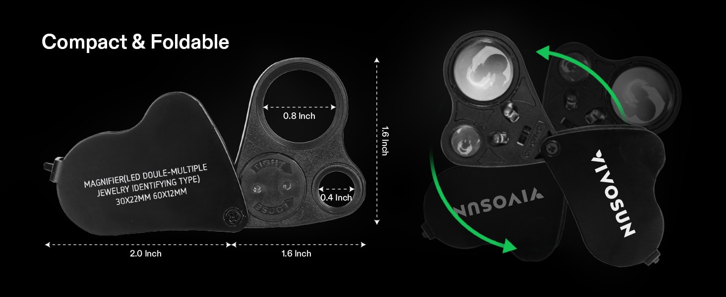 VIVOSUN 30X-60X Jewelers Loupe Magnifier with LED Light