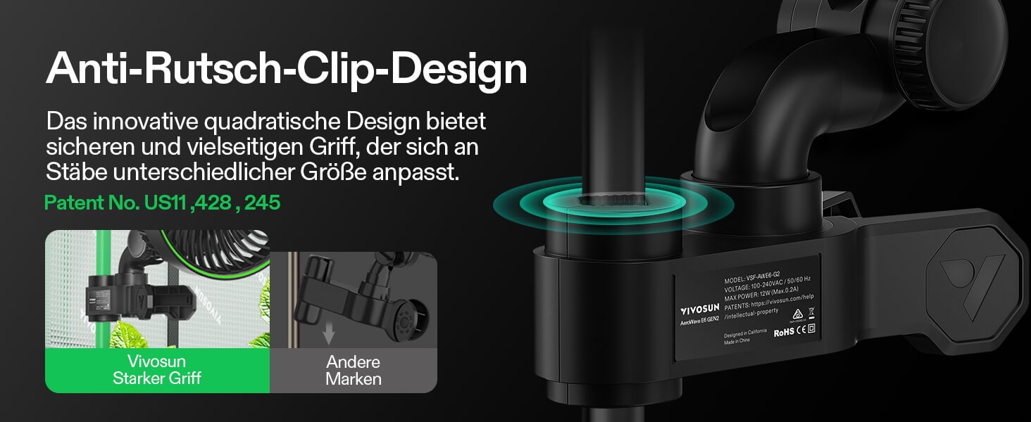 VIVOSUN AeroWave E6 Gen2 smarte Clipventilatoren 150 mm (2er-Pack) – Produktdetail 4