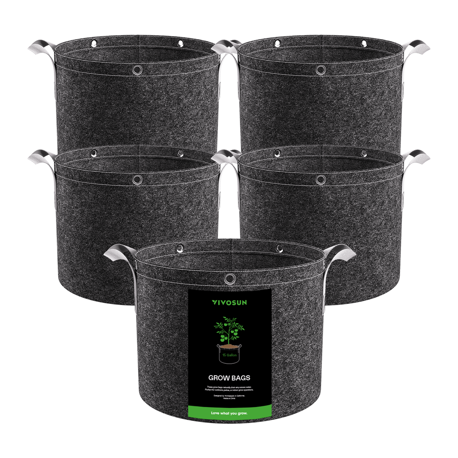 15 Gallon Grow Bags 5-Pack Black15 Gallon Grow Bags 5-Pack Black  