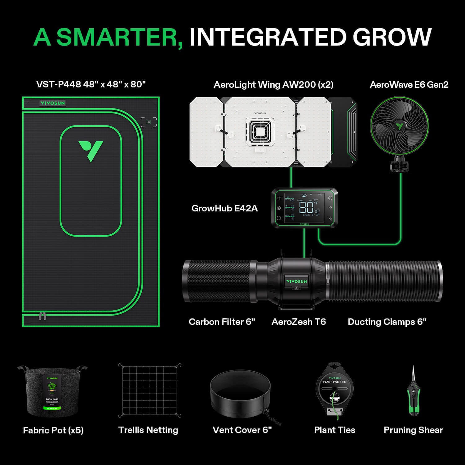 グロウテントセット　VIVOSUN Smart Grow Tent Kit GIY-SGS-84 Pro 4x8, 8-Plant Complete