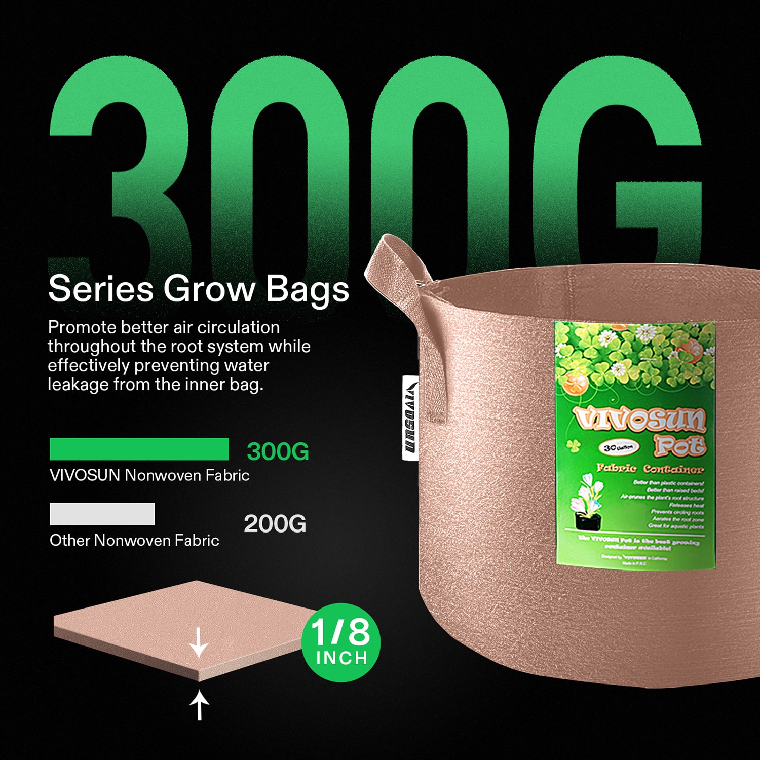 Grow Bags 5 Gallon 7 Gallon 10 Gallon Three Kind Of Size Plant Grow Bags,  Nonwoven Plant Fabric Pots With Handles - Temu