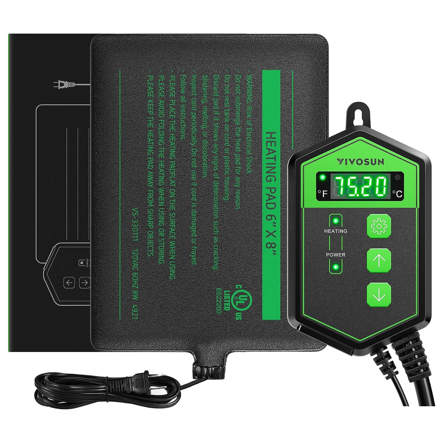 Simple Deluxe Reptile Heating Pad 8x18 Inch With Thermostat - Under Tank Heater For Turtles, Lizards