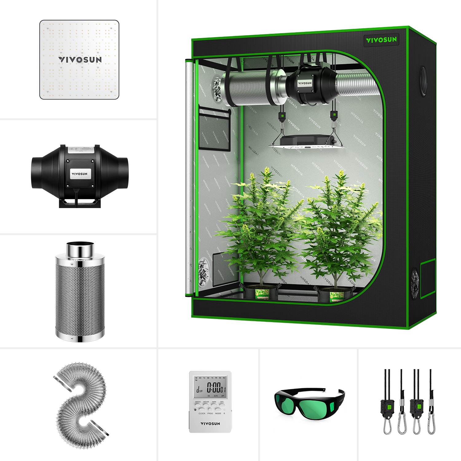 Vivosun Giy X Ft Basic Grow Kit Grow Tent Kit Hydroponic Indoor Growing System With Vs