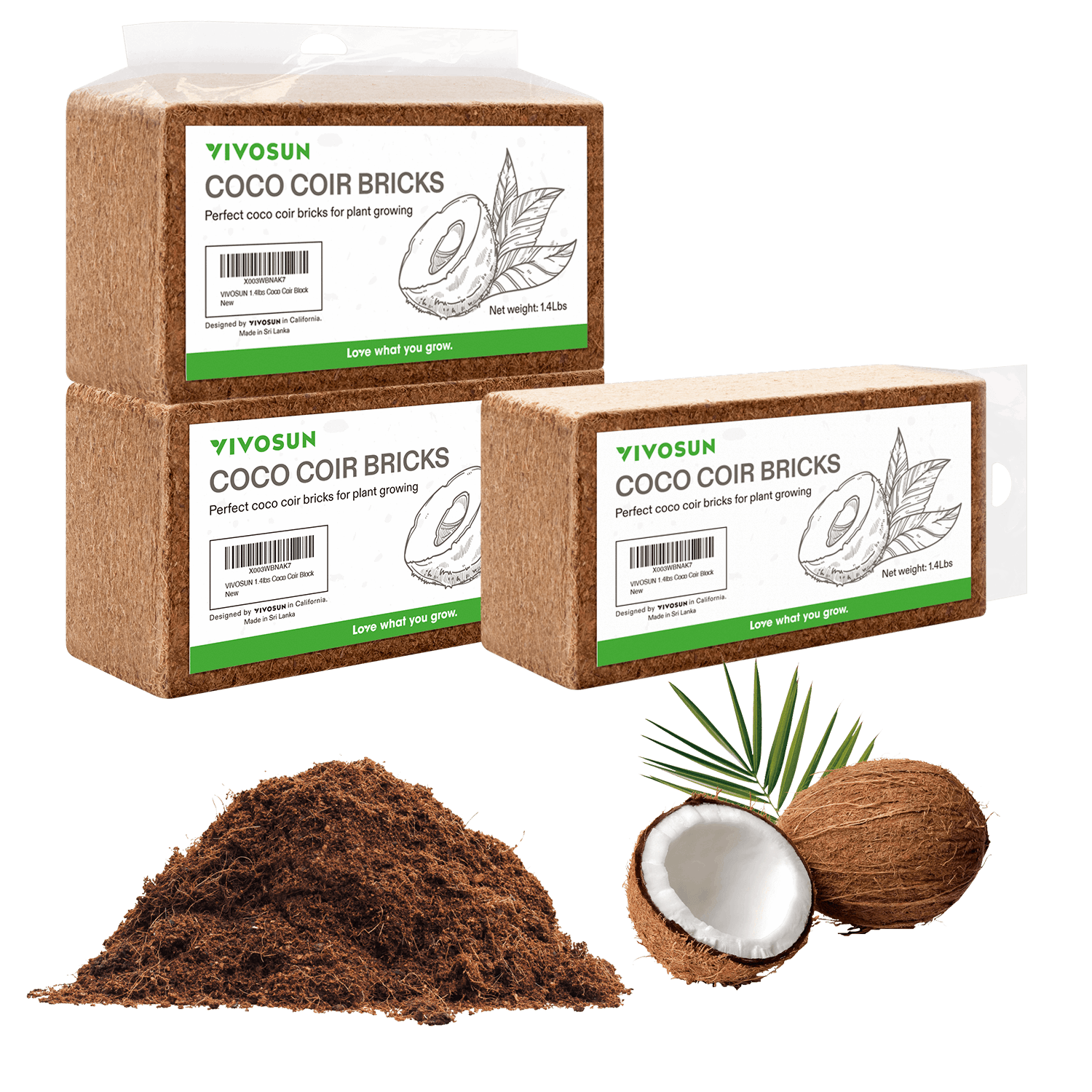 Coco Coir Brick, 1.4lbs 100% Natural Organic Compressed Coconut