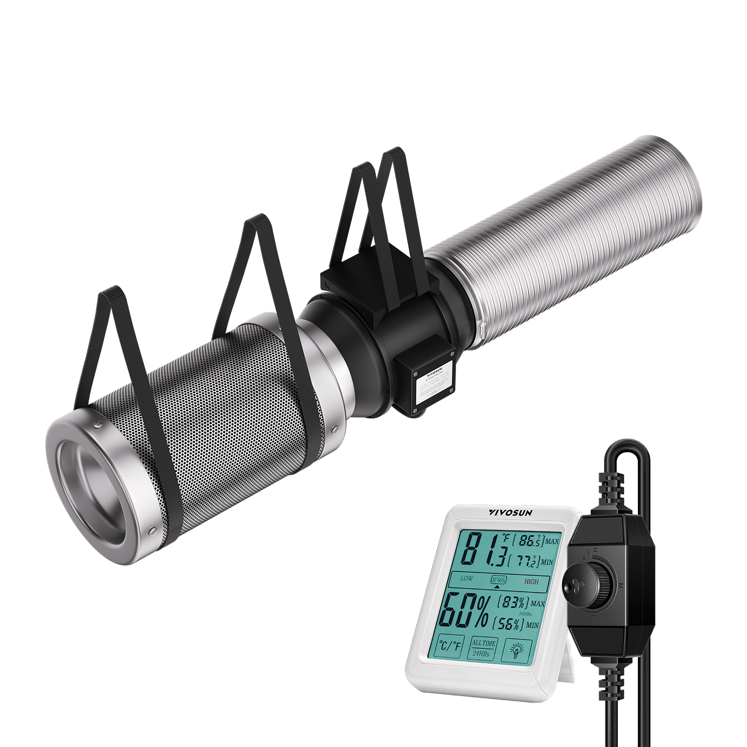 VIVOSUN 6-Inch 390CFM Inline Duct Fan & Carbon Filter Combo With Speed Controller