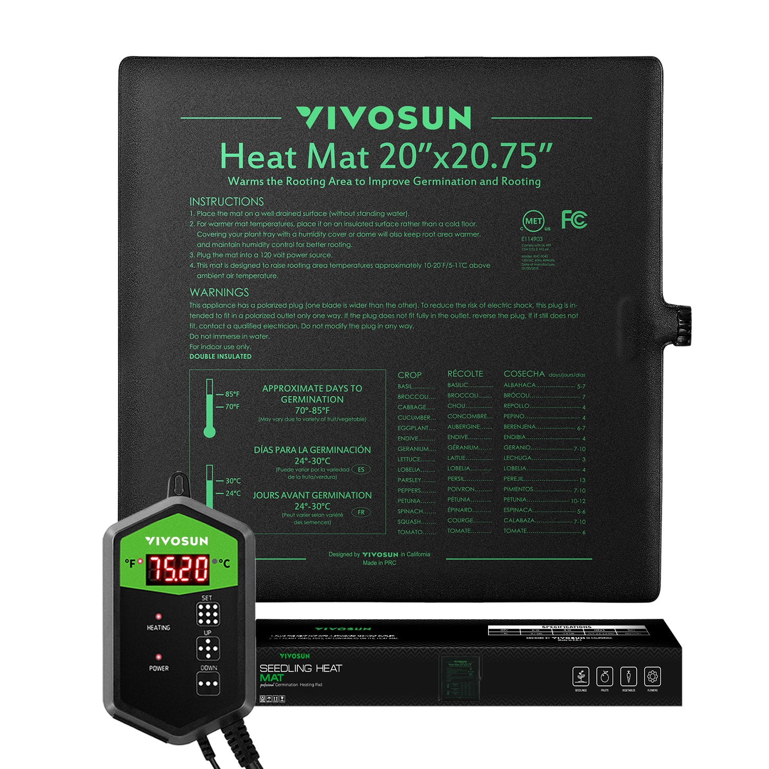 VIVOSUN Digital Heat Mat Thermostat Temperature Controller, 40–108 ºF 1000W  for Reptiles, Seedlings, Germination, Incubation and Fermentation - Kush  and Kind