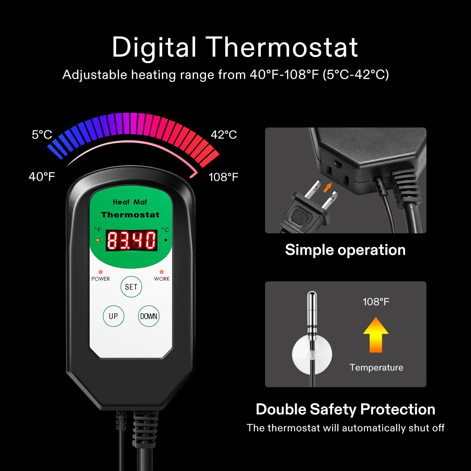 VIVOSUN 1500W Digital Temperature Controller, 2-Stage Outlet Thermostat  Heating and Cooling Mode, Thermostat with Dual LED Display, for Homebrew  Fermenter Greenhouse Terrarium, 110-240V 15A 1500W - Yahoo Shopping