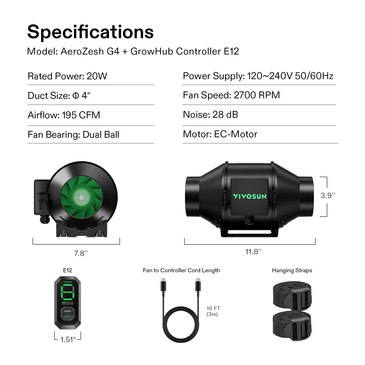 Ventilatore A Canale VIVOSUN AeroZesh G4 - 195 CFM Con Motore EC E Controller WiFi GrowHub - Foto 7