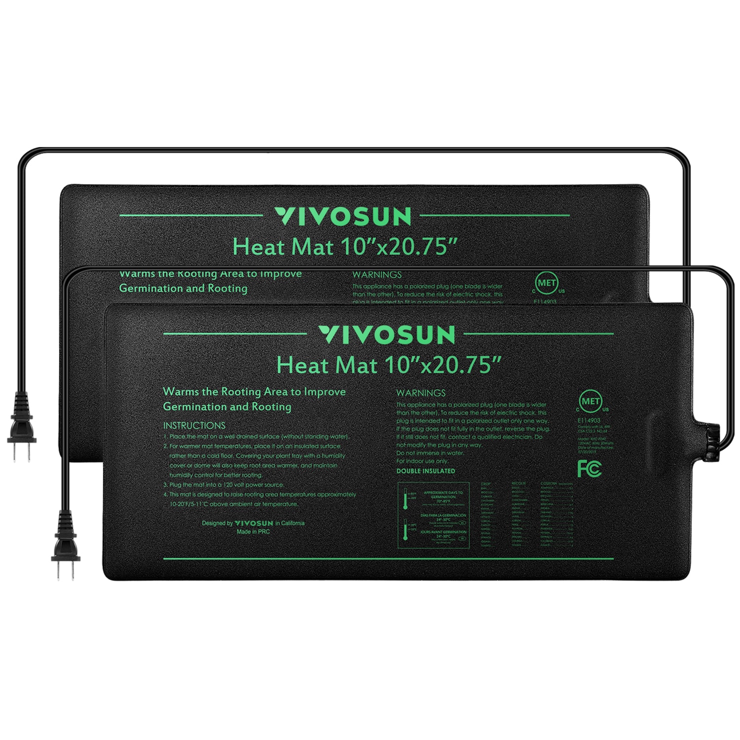 VIVOSUN Durable Waterproof Seedling Heat Mat 10 x 20.75 and VIVOSUN Digital Indoor Thermometer and Hygrometer Bundle 
