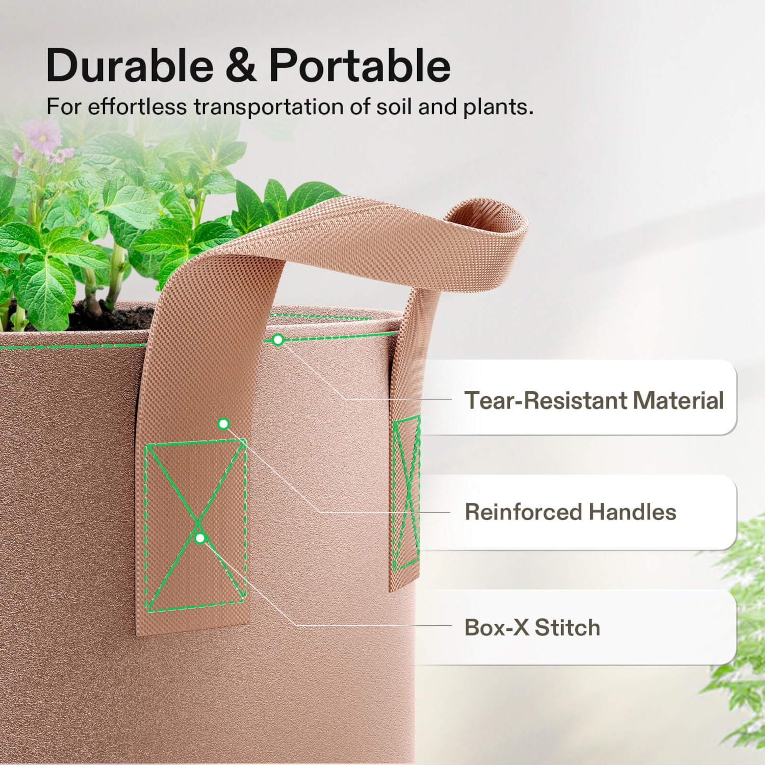 Vivosun 30 Gallon Grow Bags 5-Pack Brown Thickened Nonwoven Fabric Pots  with Handles