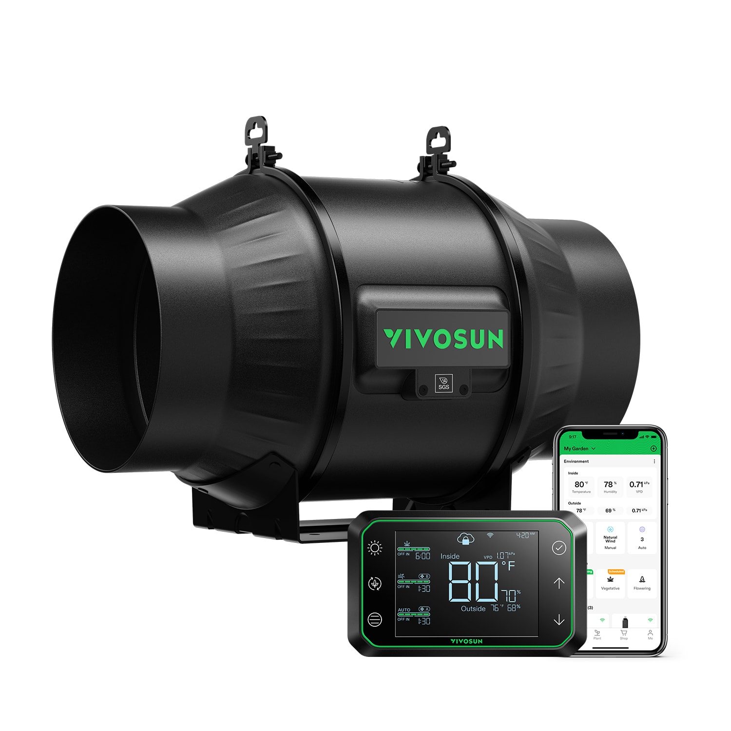 VIVOSUN GrowHub Smart Environmental WiFi-Controller E42A with Temperature, Humidity, VPD, Timer, Cycle, Schedule Controls, Black