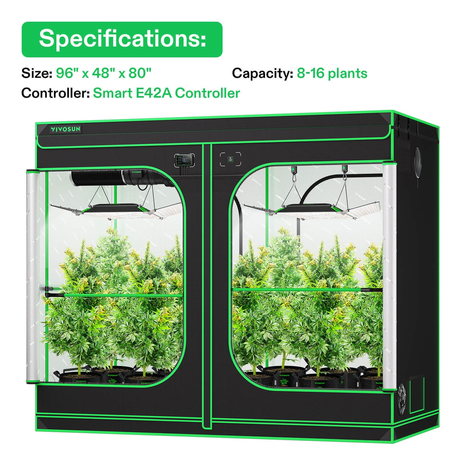 グロウテントセット　VIVOSUN Smart Grow Tent Kit GIY-SGS-84 Pro 4x8, 8-Plant Complete