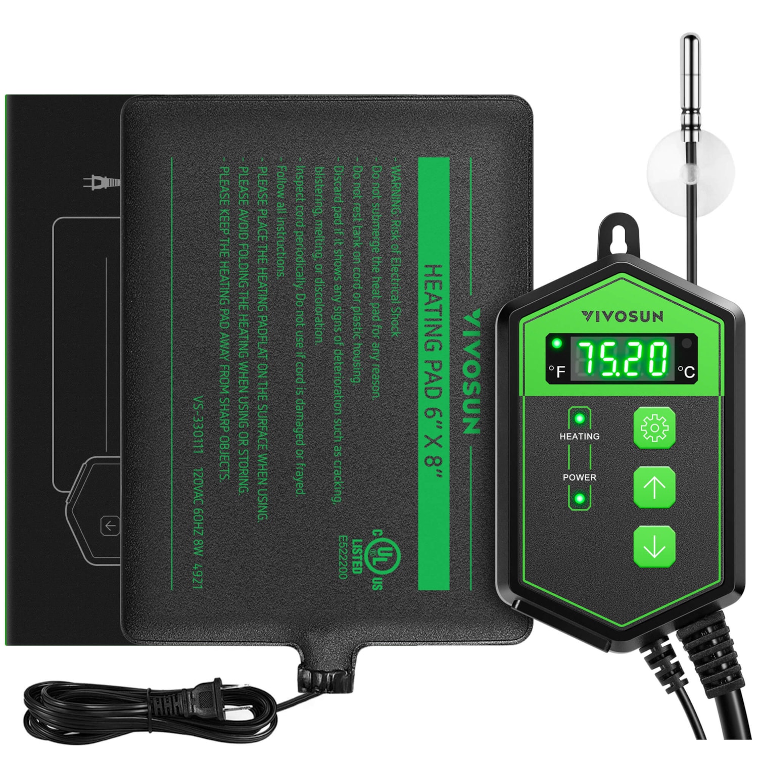 Vivosun x Inch Reptile Heat Mat and Digital Thermostat Combo