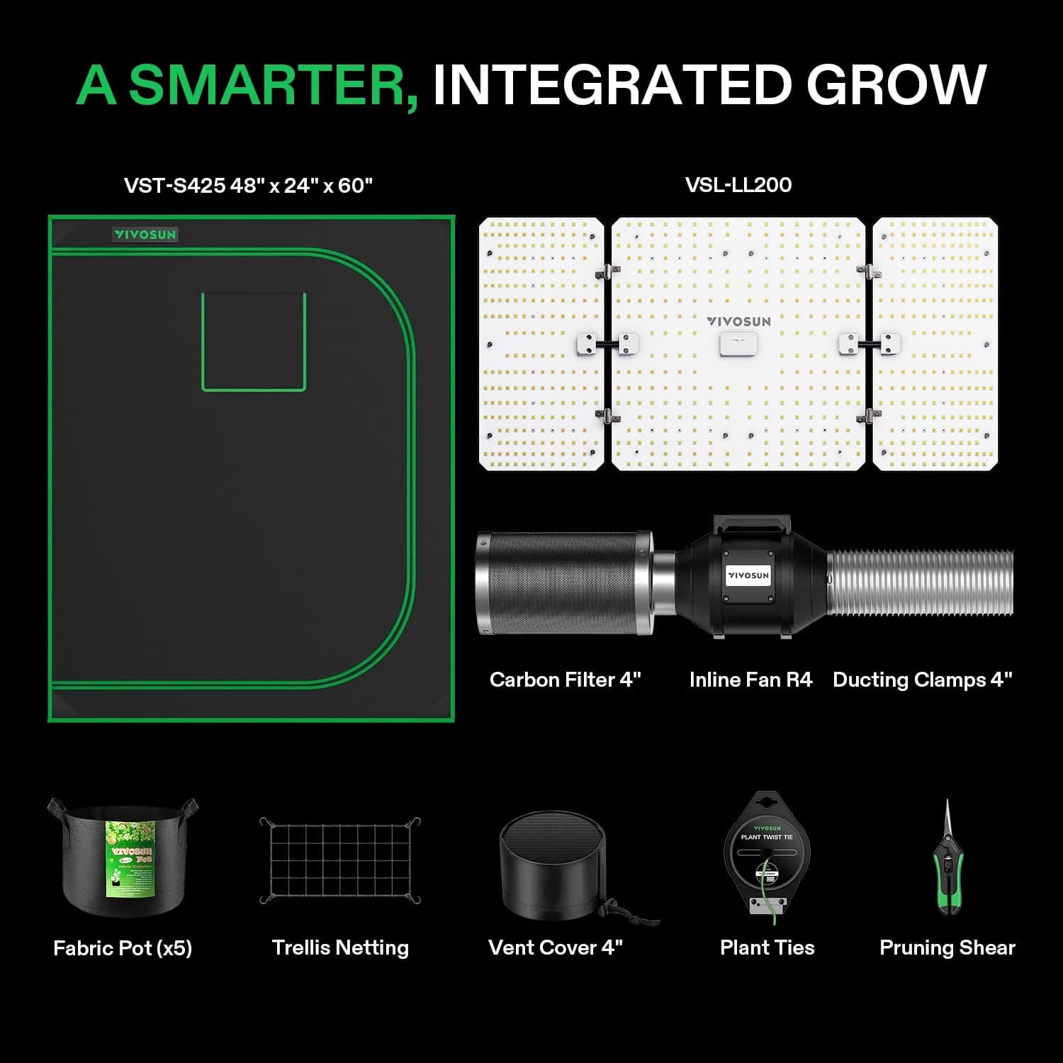 Standard Grow Tent Kit GIY-42 2x4, 2-Plant Complete System, with