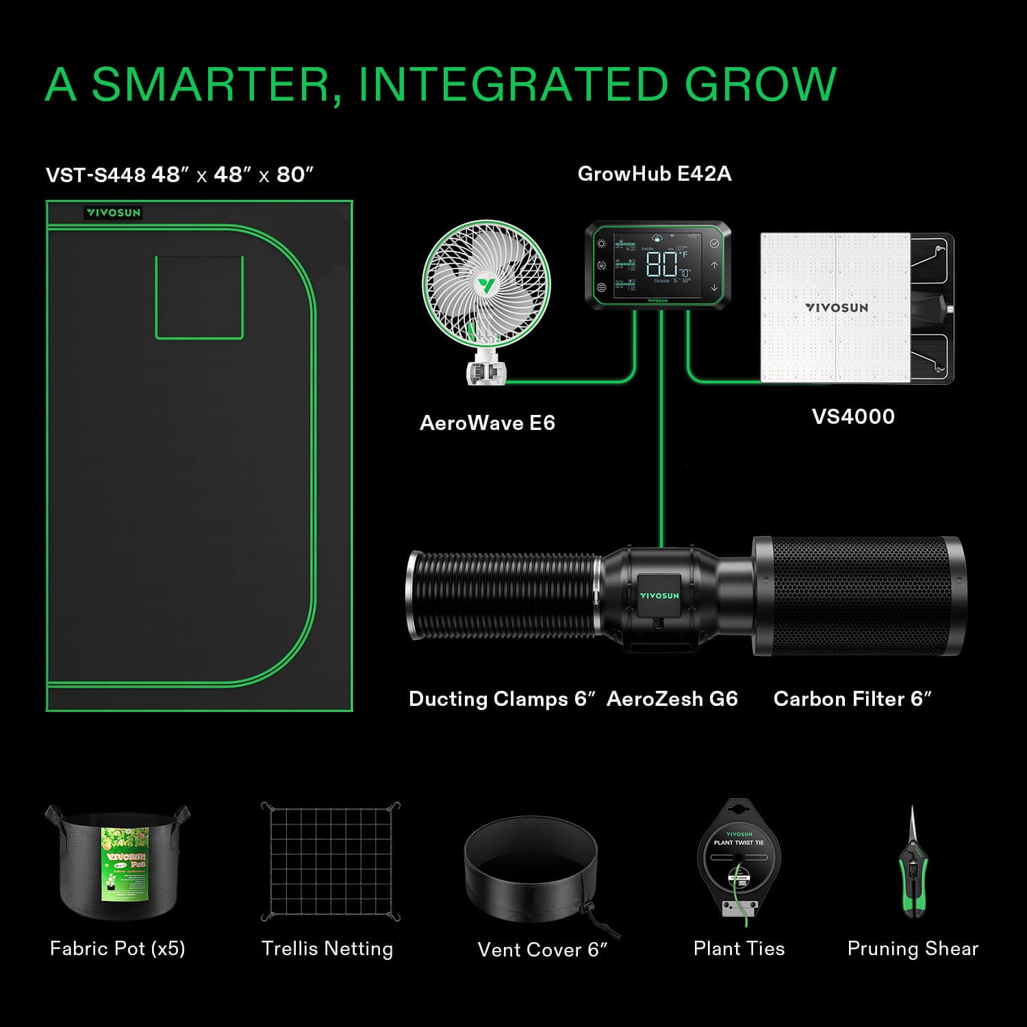 Smart Grow Tent Kit GIY-SGS-33 Lite 3x3, 3-Plant Complete System 