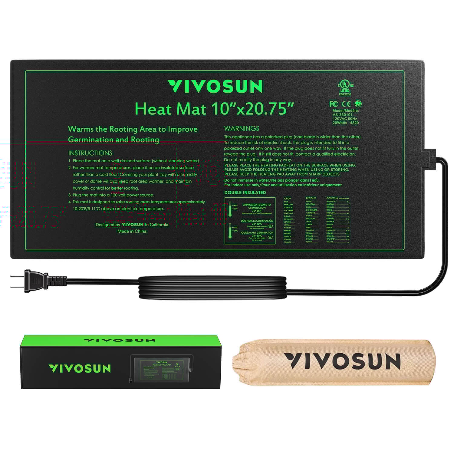 10″x20.75″ Seedling Heat Mat and Digital Thermostat Combo Set MET Standard, 2 Pack