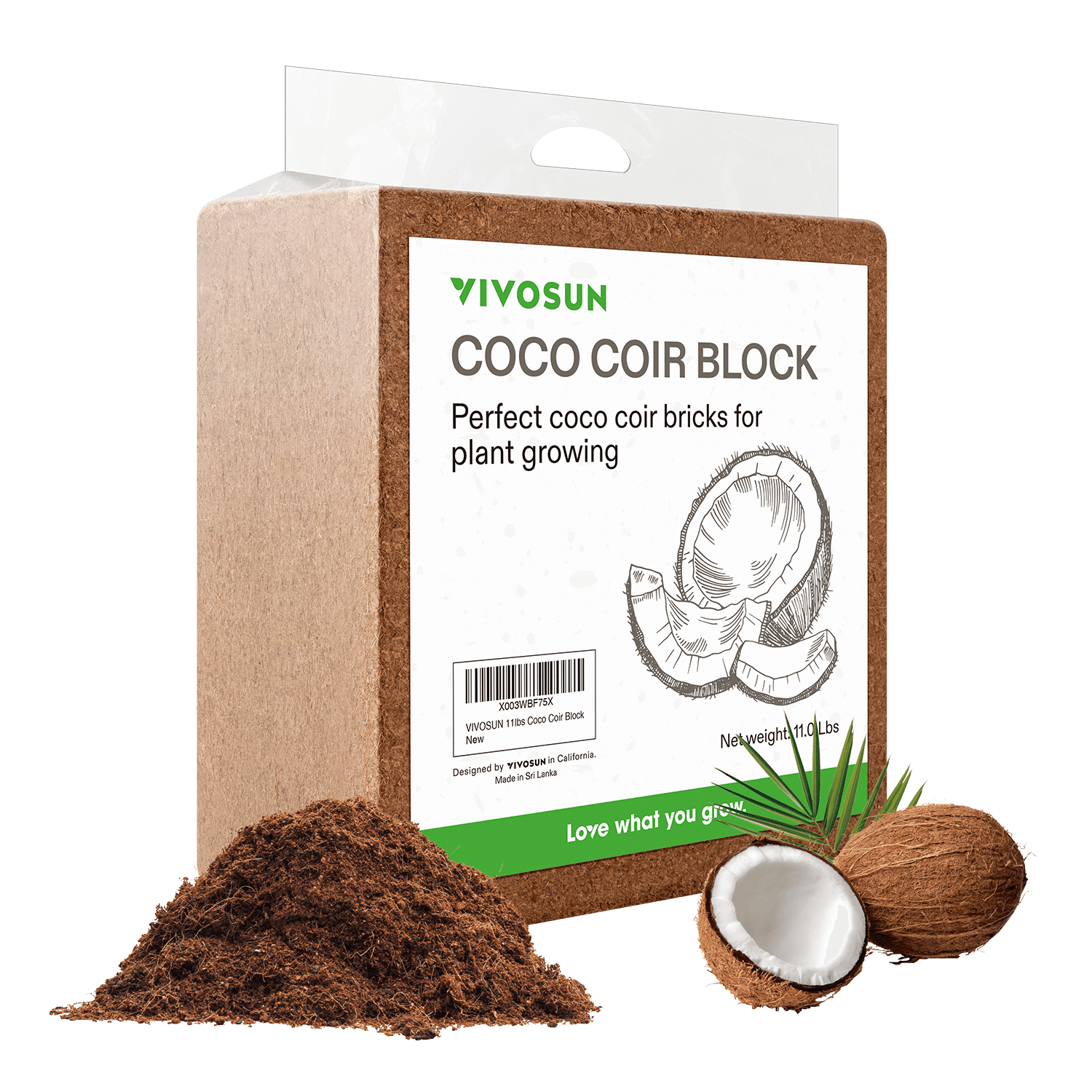 Coco Coir Brick, 11lbs 100% Natural Organic Compressed Coco Coir Brick, 11lbs 100% Natural Organic Compressed