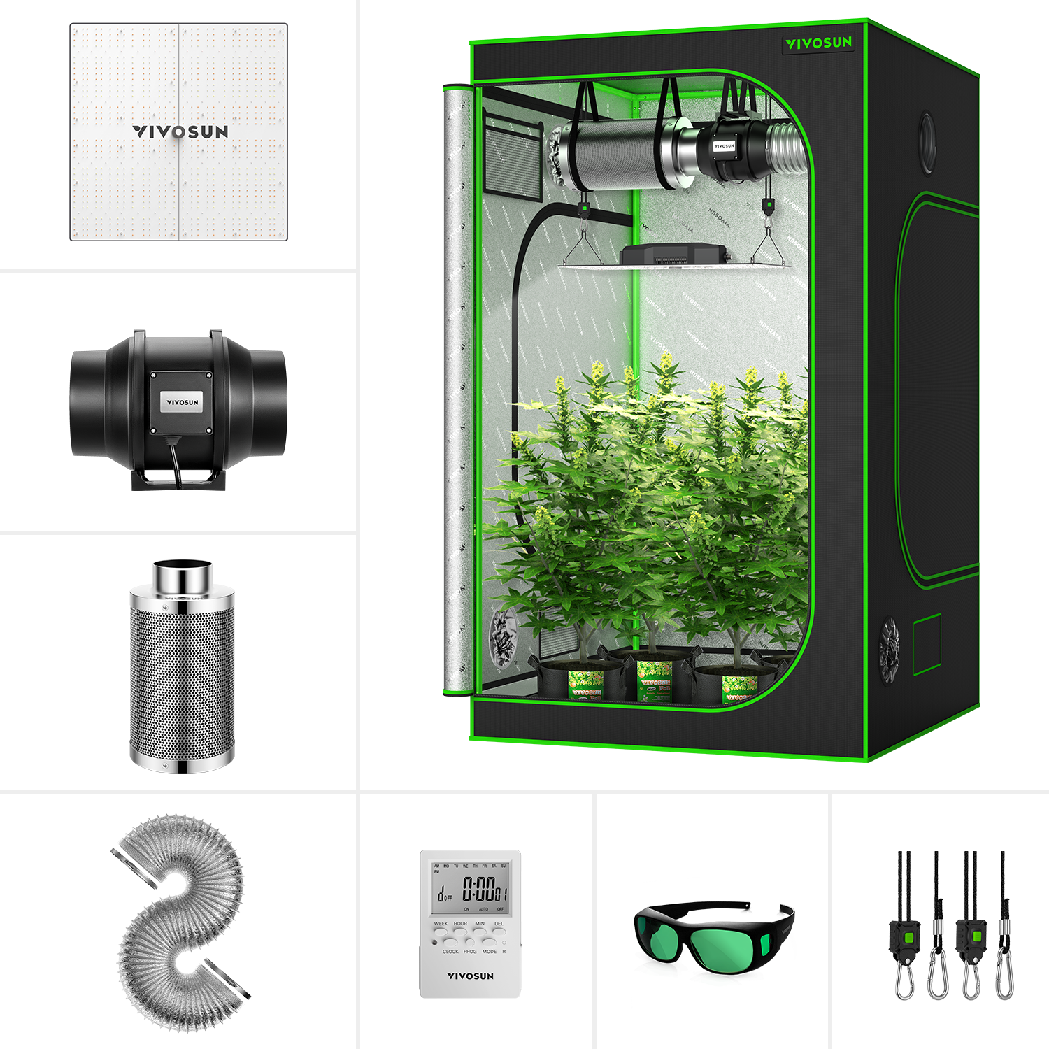 VIVOSUN 4 X 4 Ft. Basic Grow Kit, Standard Grow Tent Kit With VS4000 ...