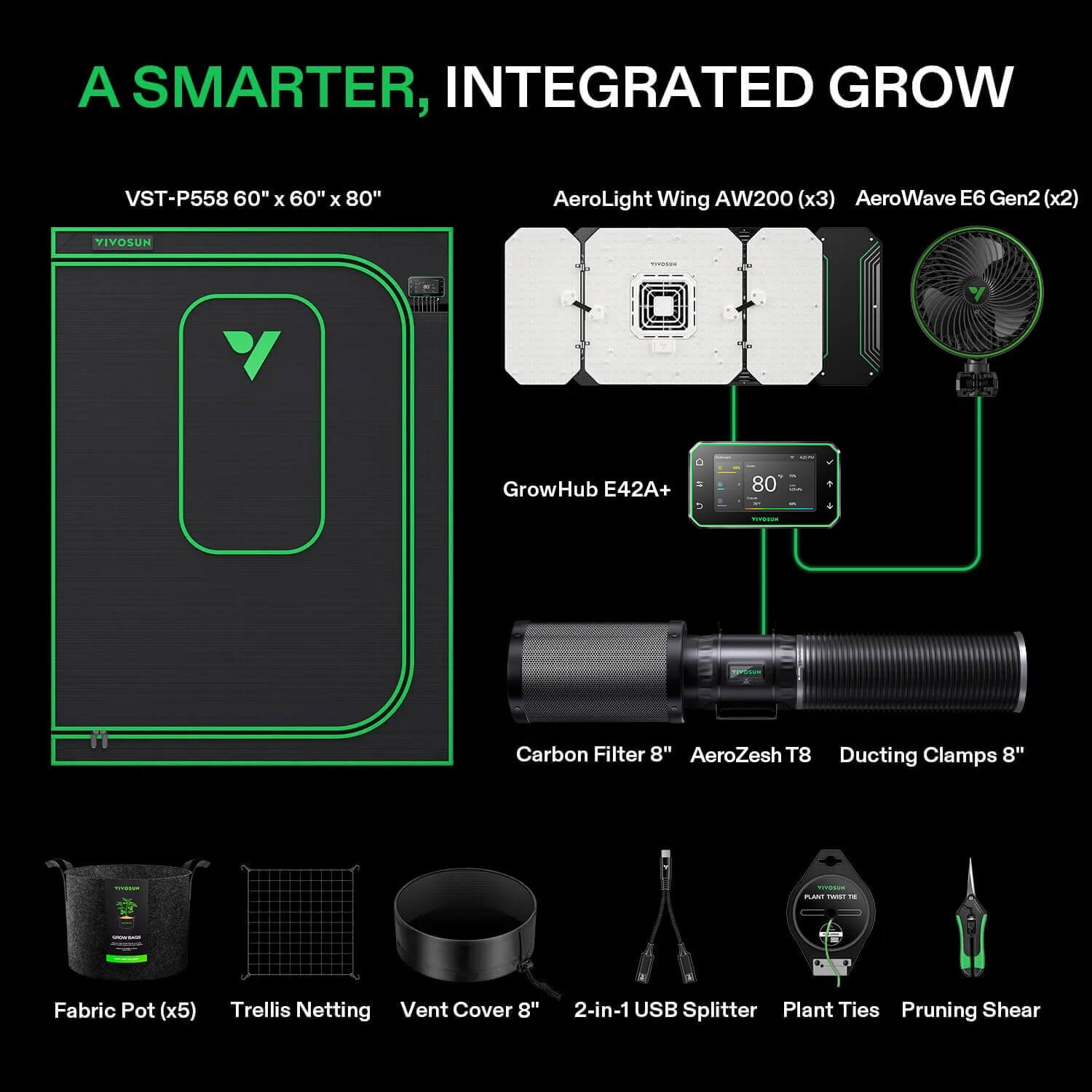 Smart Grow Tent Kit Pro 5x5, 6-Plant Complete System, with WiFi