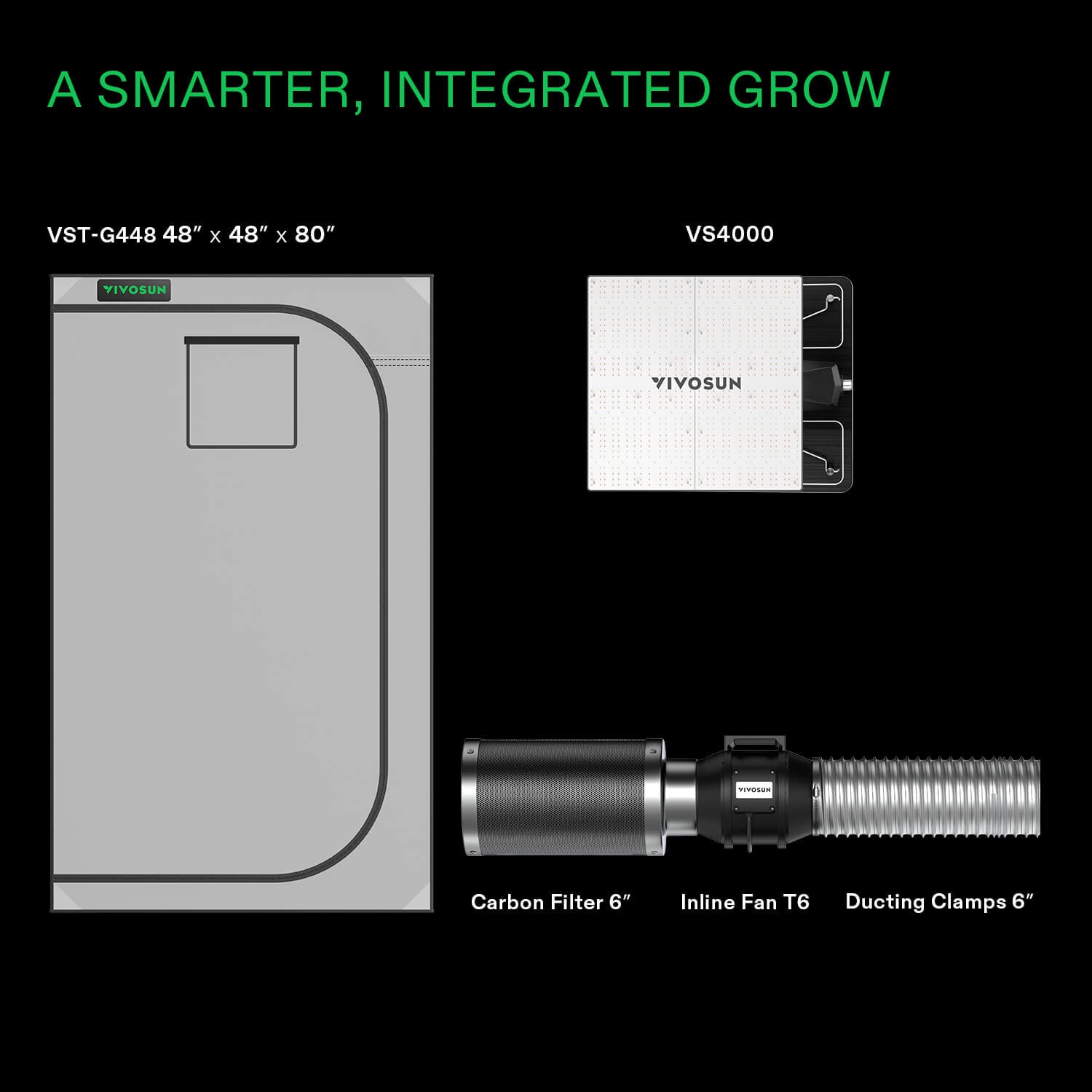 VIVOSUN Gray 4x4 Grow Tent, VST-G448 Upgraded Professional Mylar Hydroponic  Tent 48 x 48 x 80