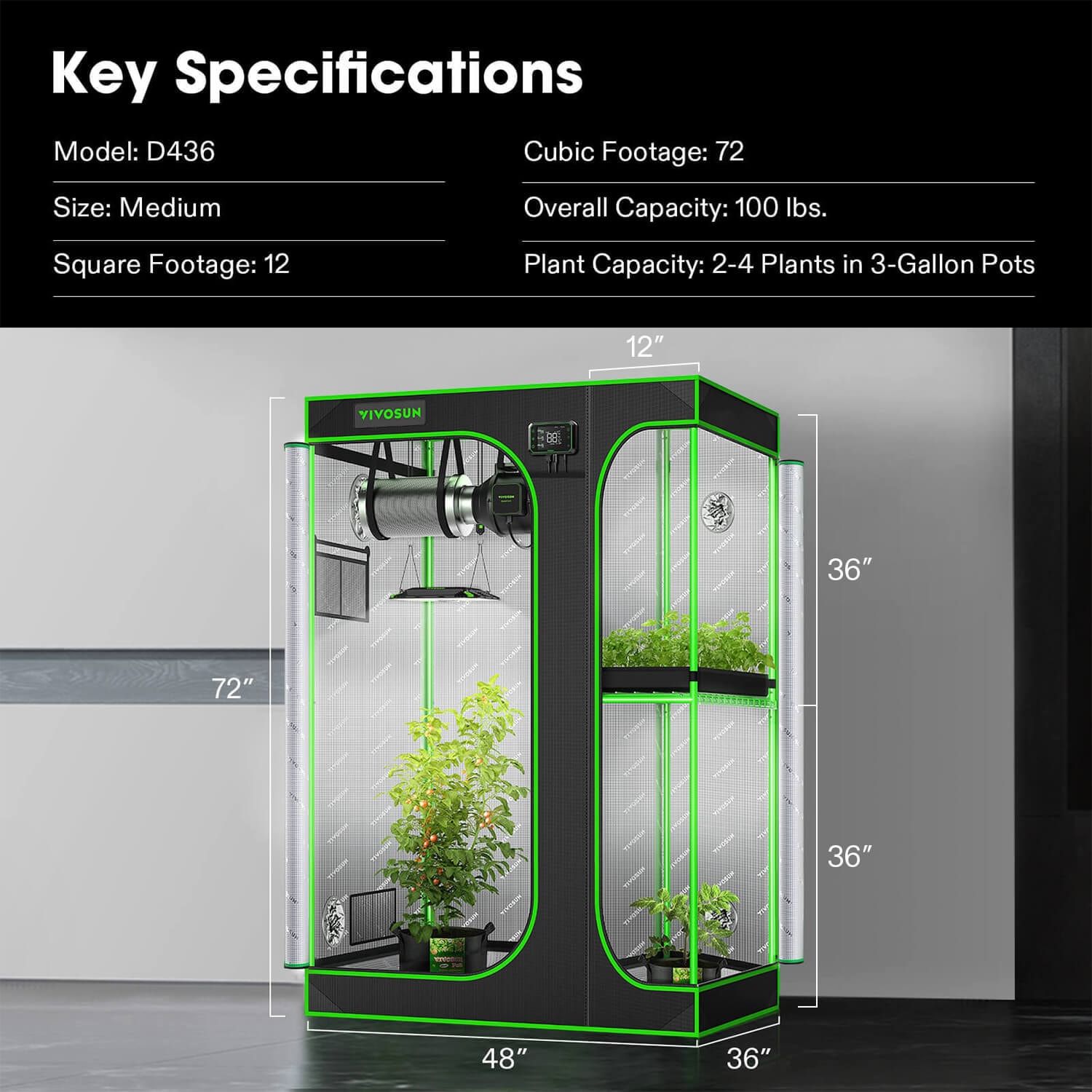 Vivosun 2-in-1 Grow Tent 4x3 D436